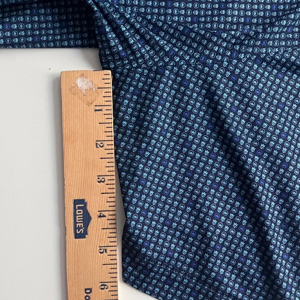 Peter Millar Summer Comfort Mens Size  XL Golf Polo Blue All Over Print Crowns - Picture 10 of 11